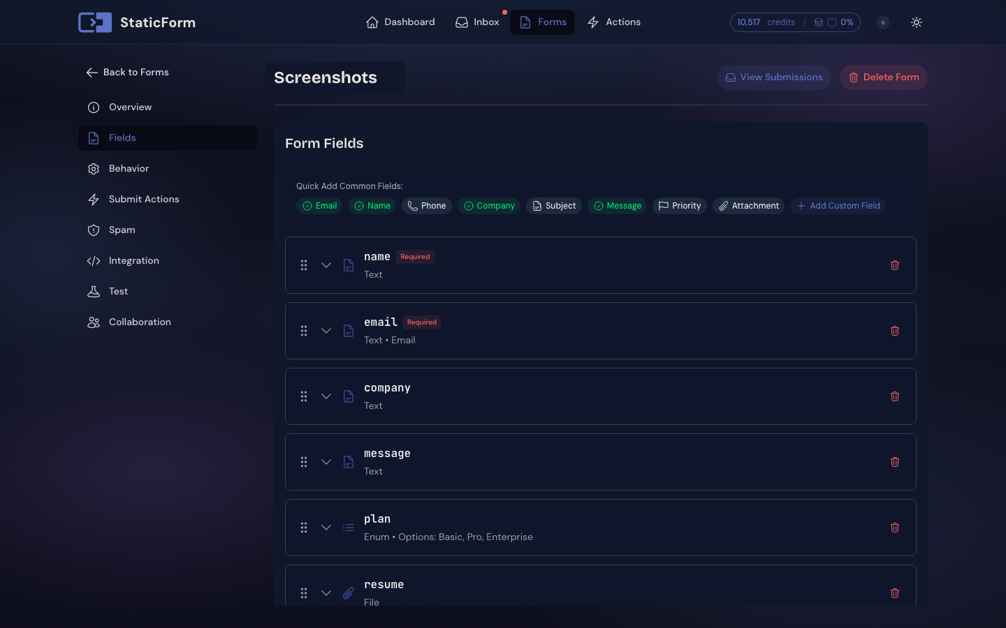 Configure fields in seconds