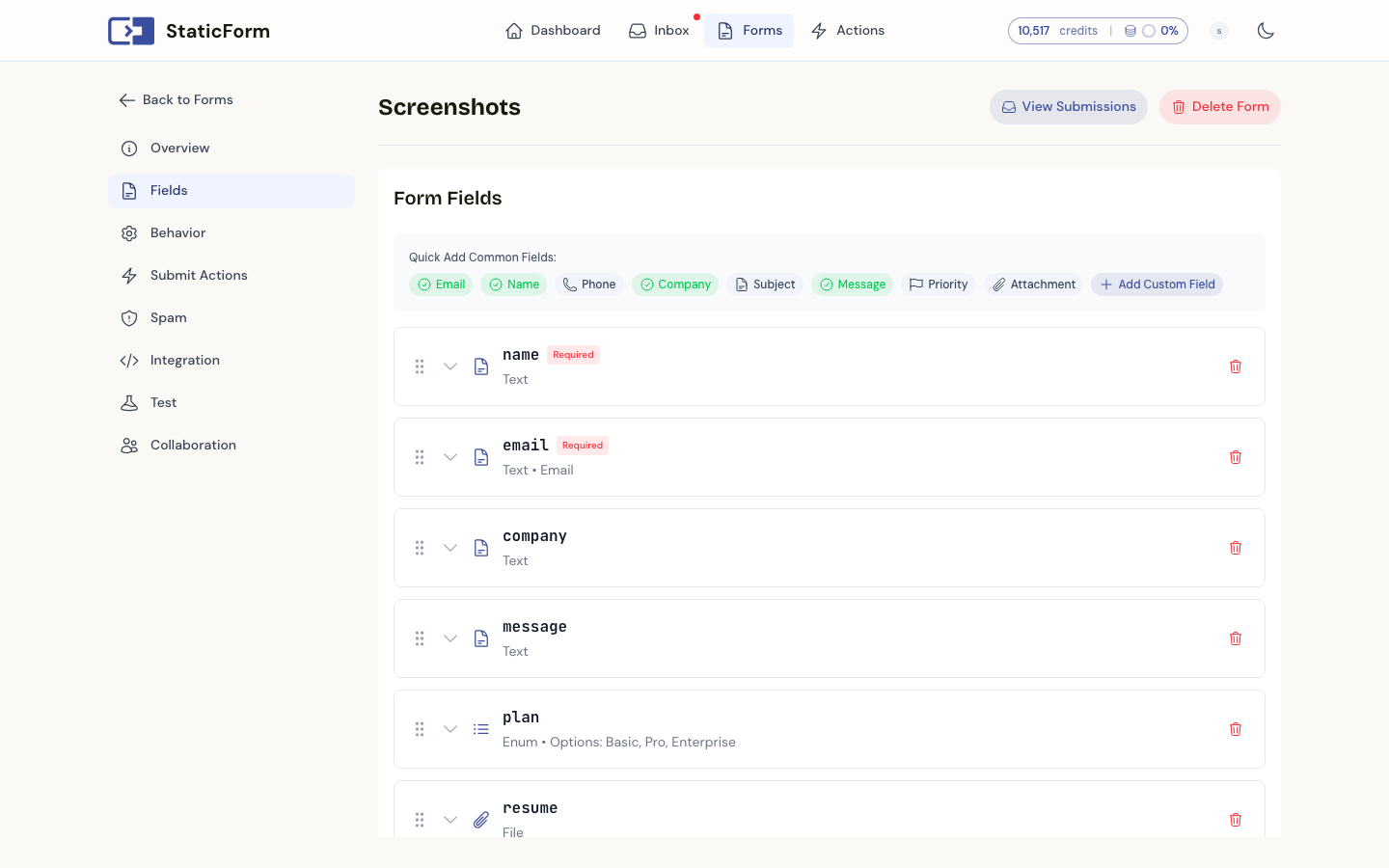Configure fields in seconds